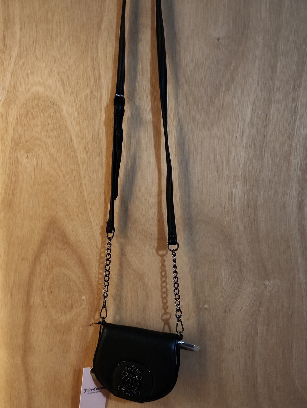 Juicy Couture Black Leather Crossbody with Chain Strap